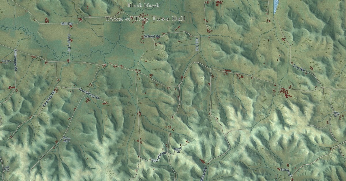 Map of Troy, Sauk County, Wisconsin in 2026
