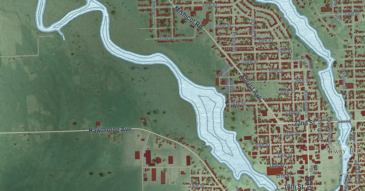 Map of Two Rivers, Wisconsin in 2026