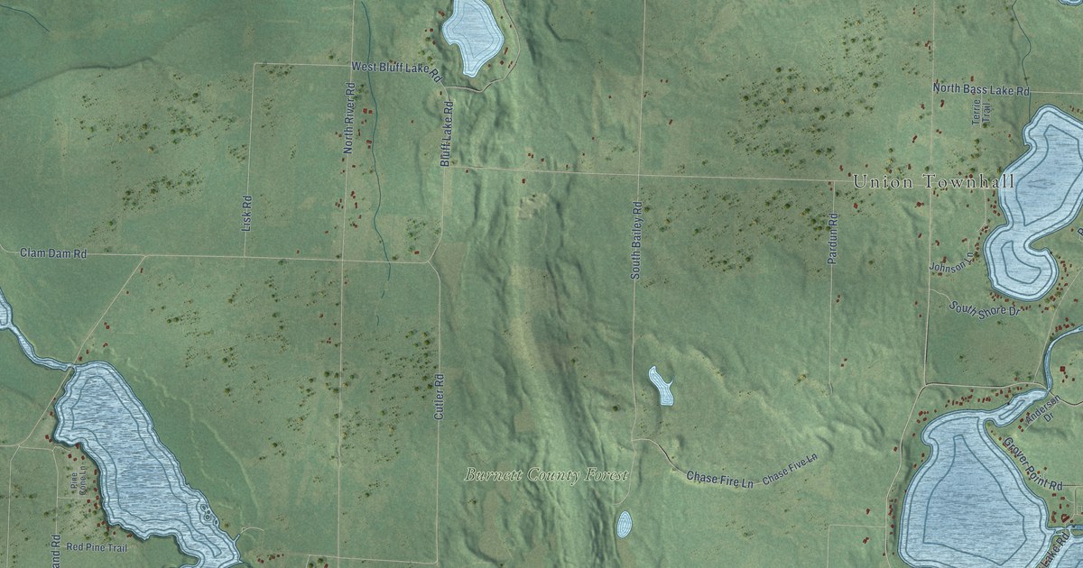 Map of Union, Burnett County, Wisconsin in 2026