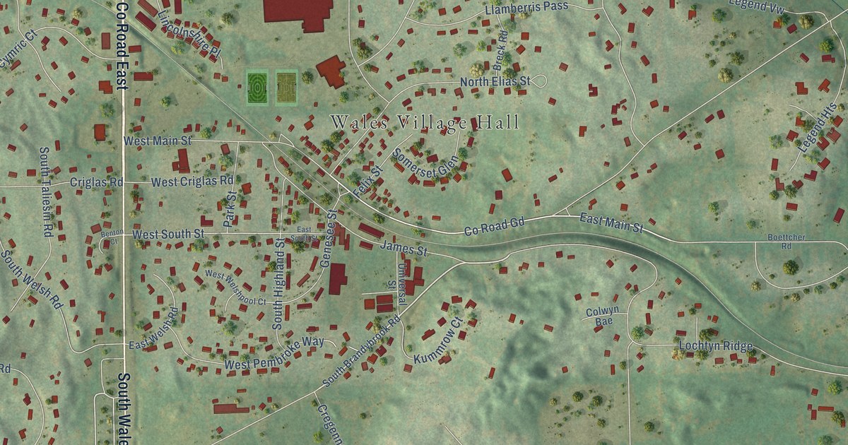 Map of Wales, Wisconsin in 2026