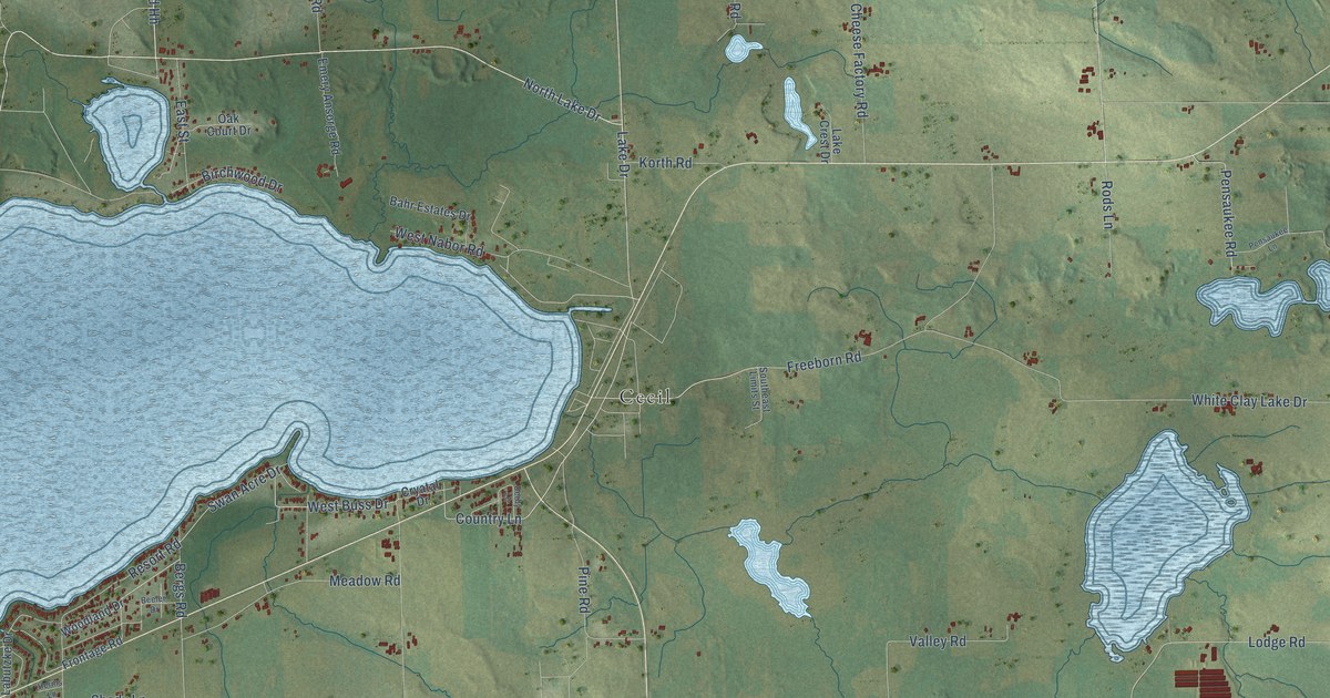 Map of Washington, Shawano County, Wisconsin in 2026