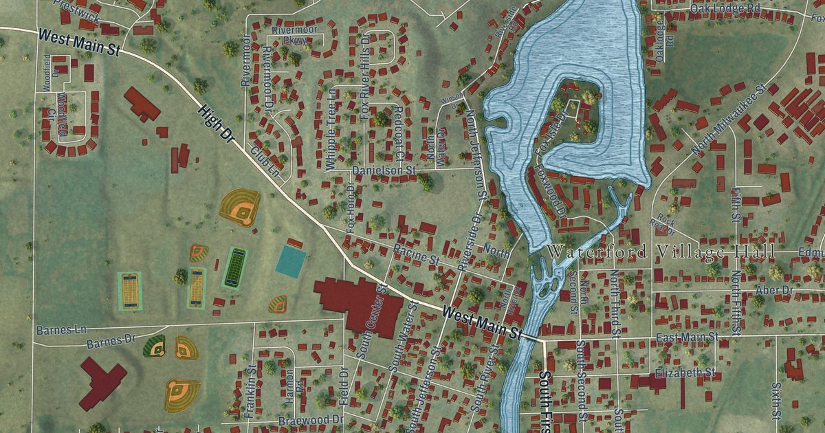 Map of Waterford, Wisconsin in 2026