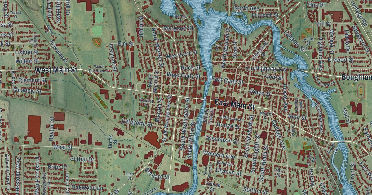 Map of Watertown, Wisconsin in 2026