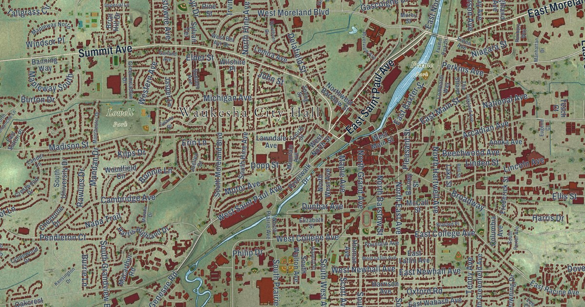 Map of Waukesha, Wisconsin in 2026