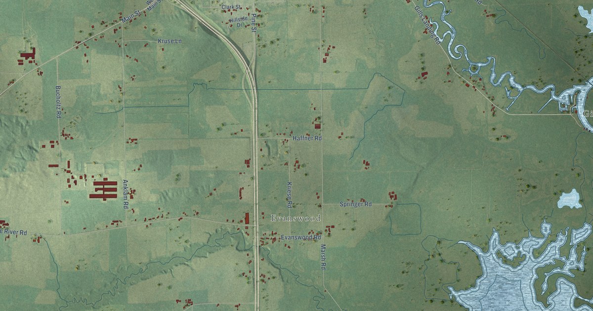 Map of the Town of Weyauwega, Wisconsin in 2026