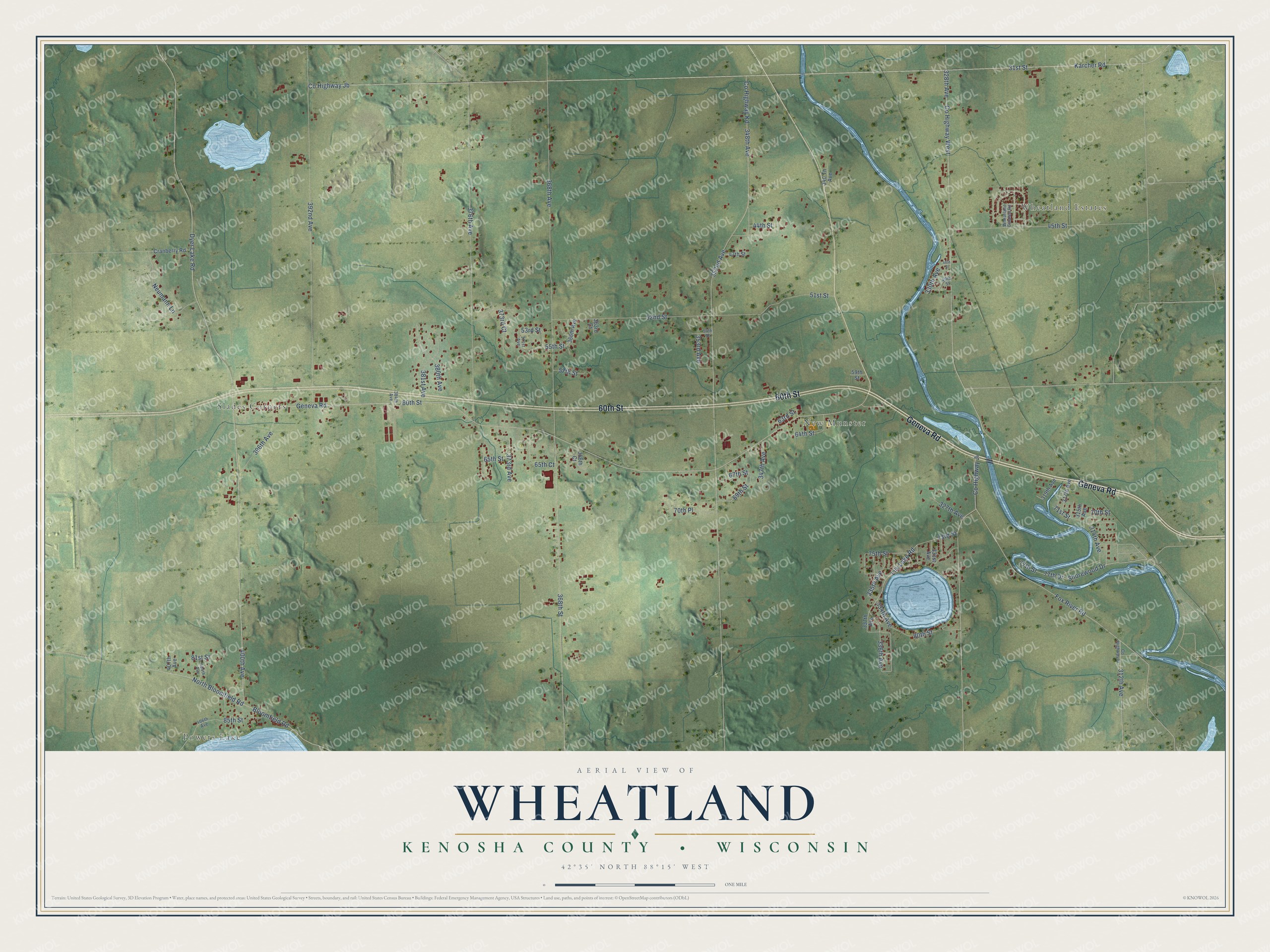 Watermarked full-map preview of Wheatland, Wisconsin