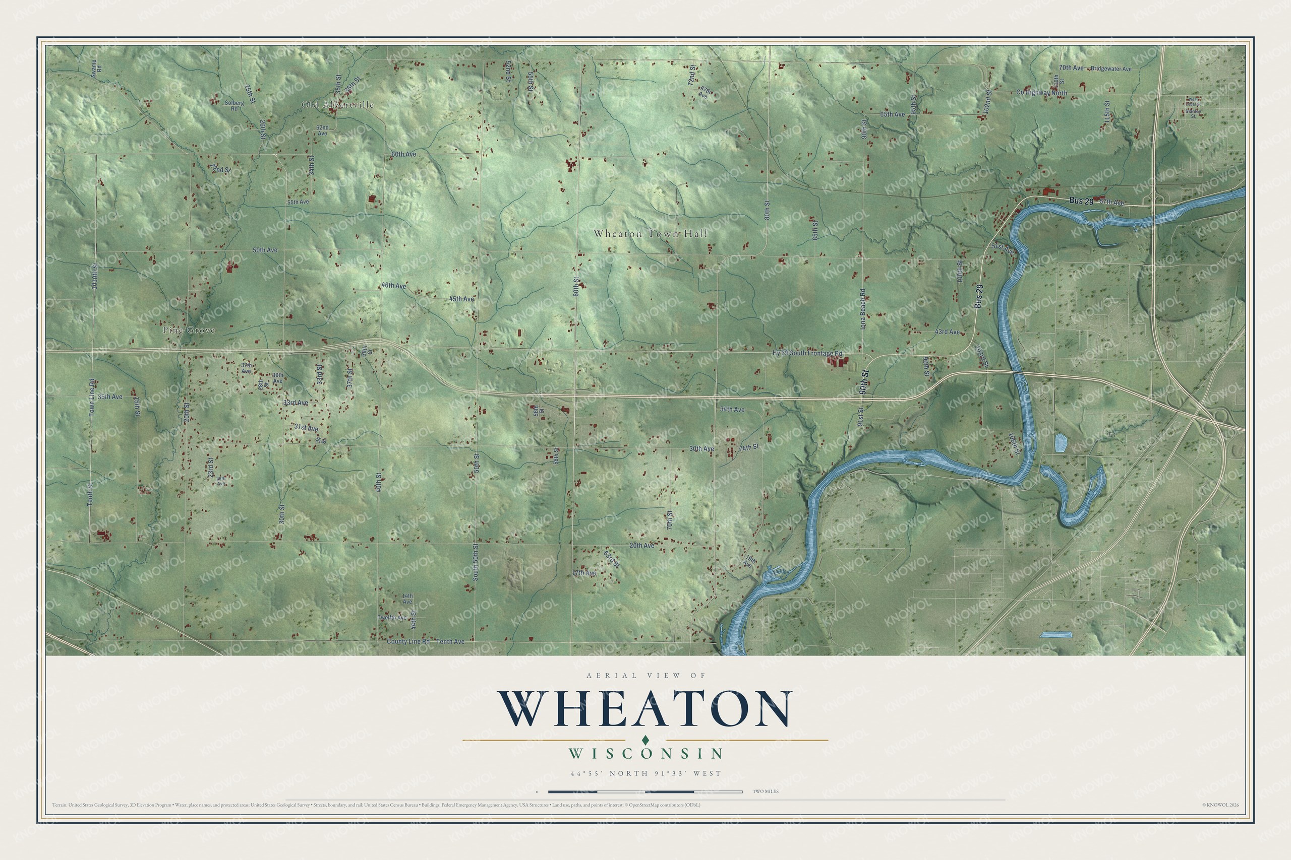 Watermarked full-map preview of Wheaton, Wisconsin