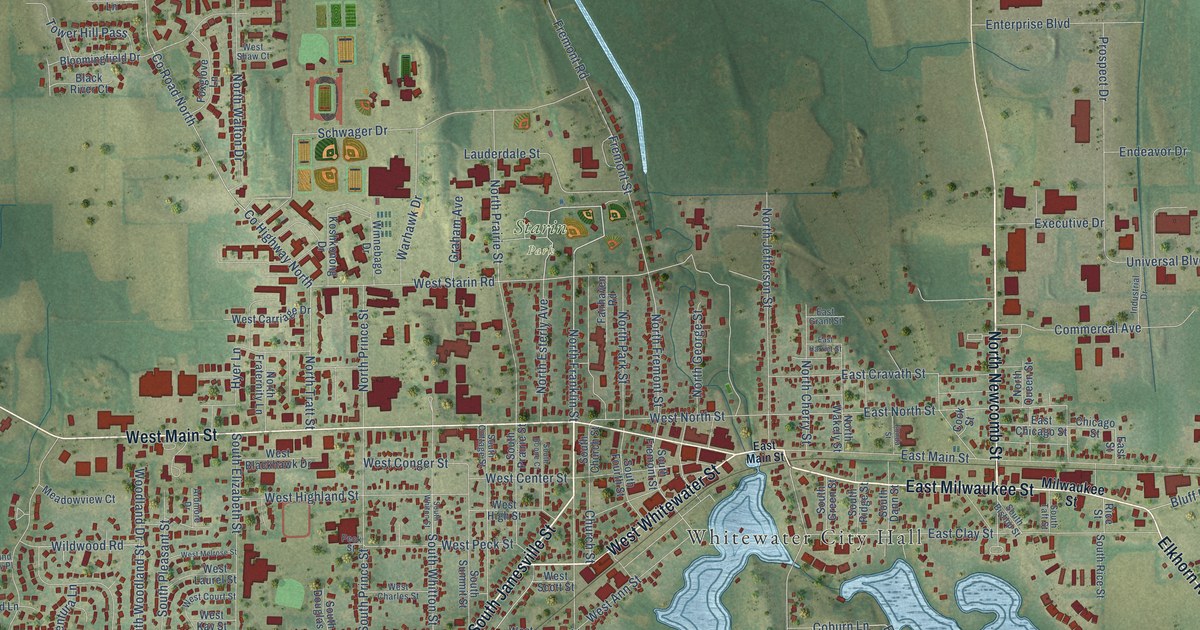 Map of Whitewater, Wisconsin in 2026