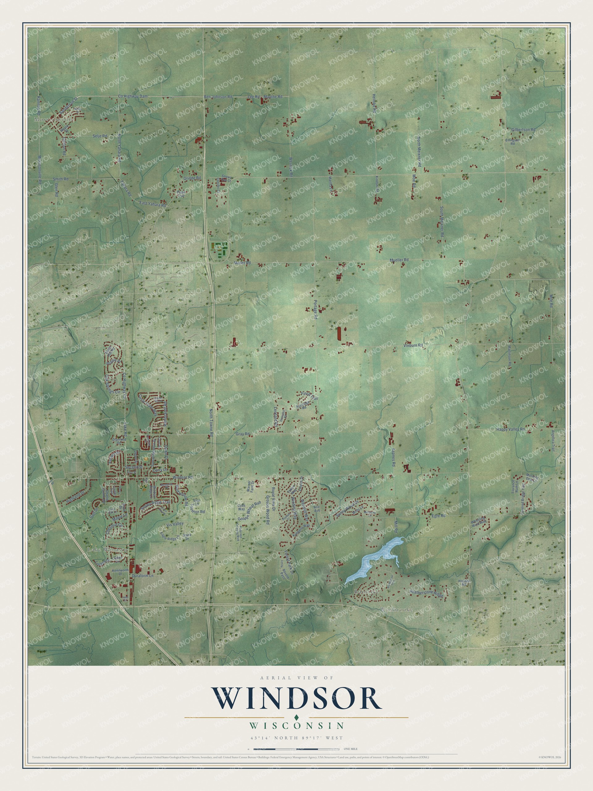 Watermarked full-map preview of Windsor, Wisconsin
