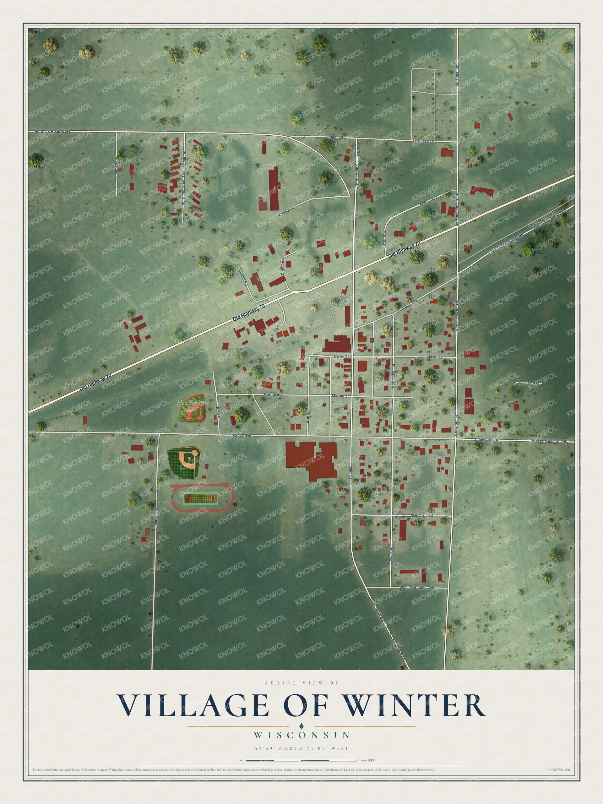 Watermarked full-map preview of Winter, Wisconsin