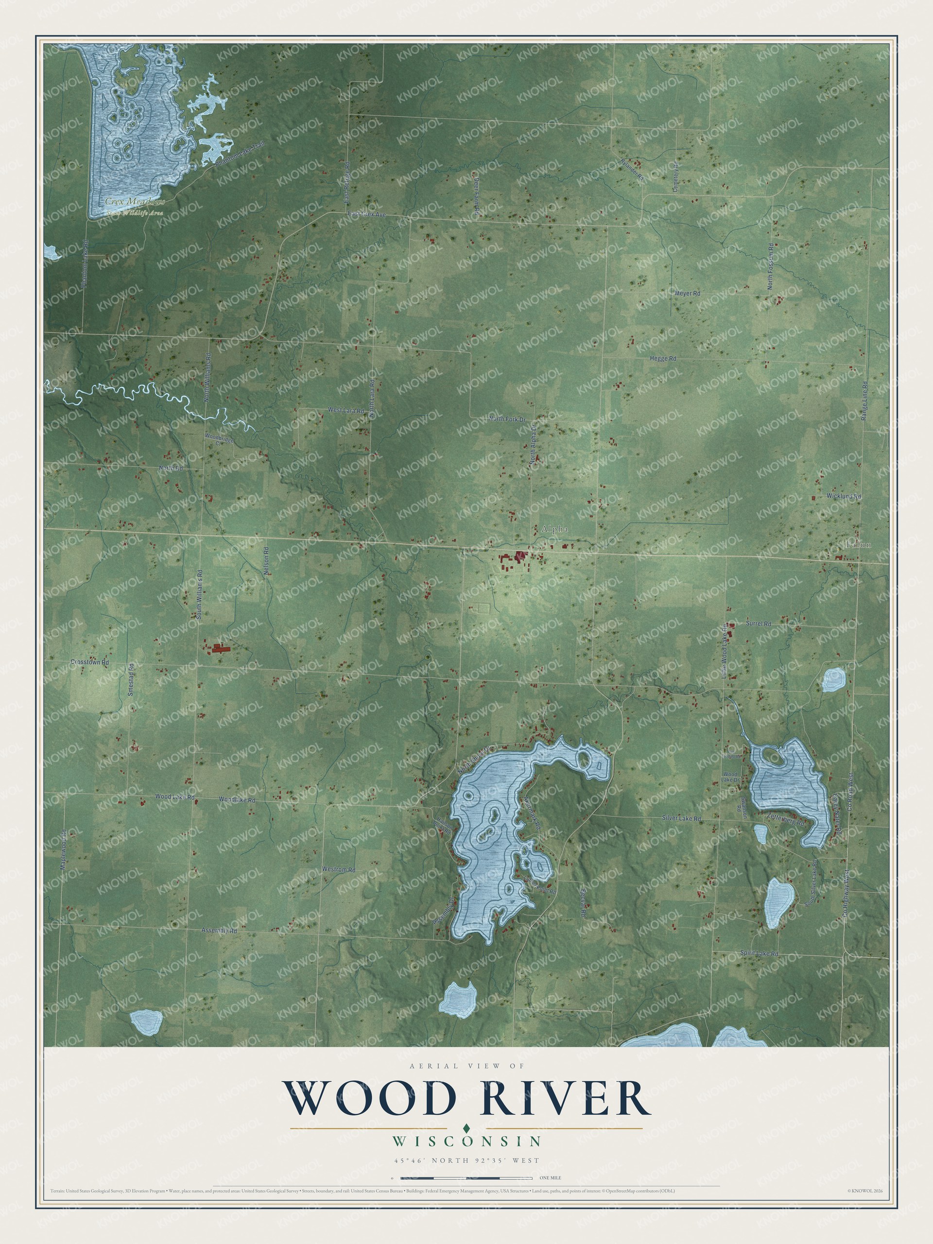 Watermarked full-map preview of Wood River, Wisconsin