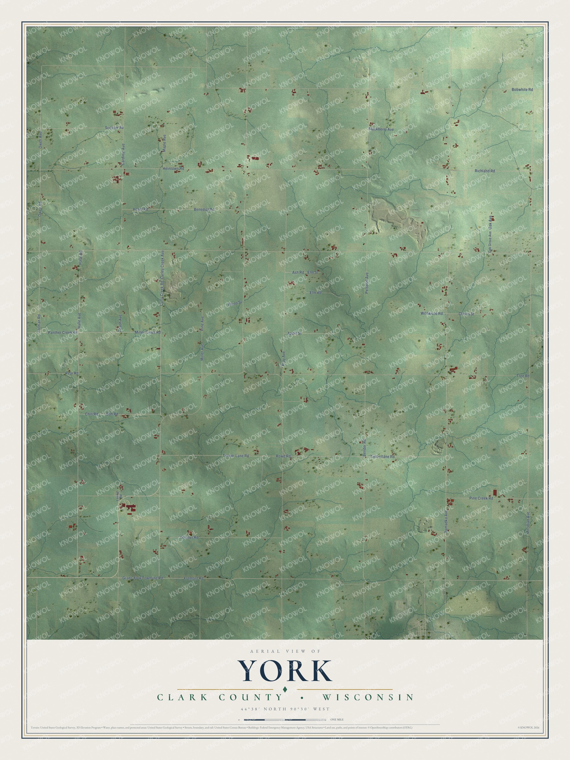 Watermarked full-map preview of York, Wisconsin