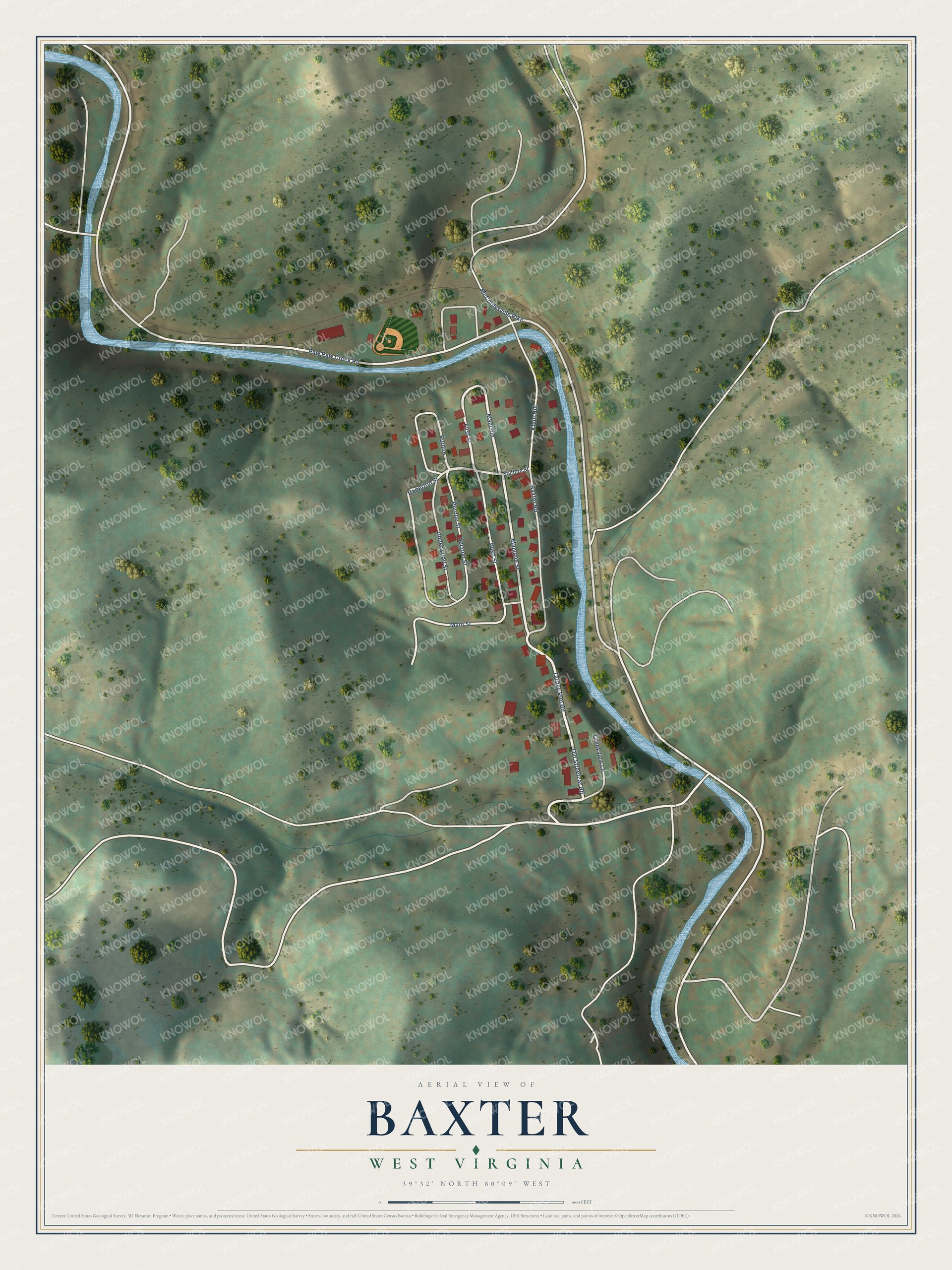 Watermarked full-map preview of Baxter, West Virginia