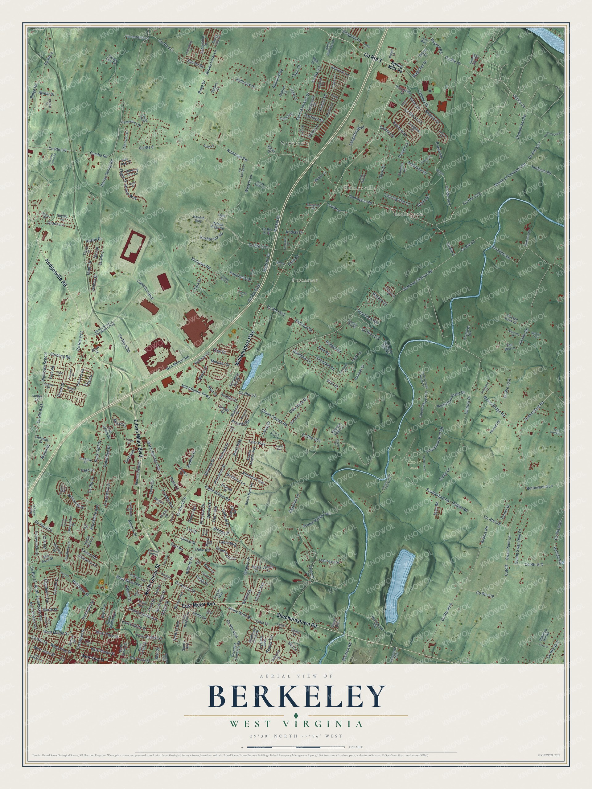 Watermarked full-map preview of Berkeley, West Virginia