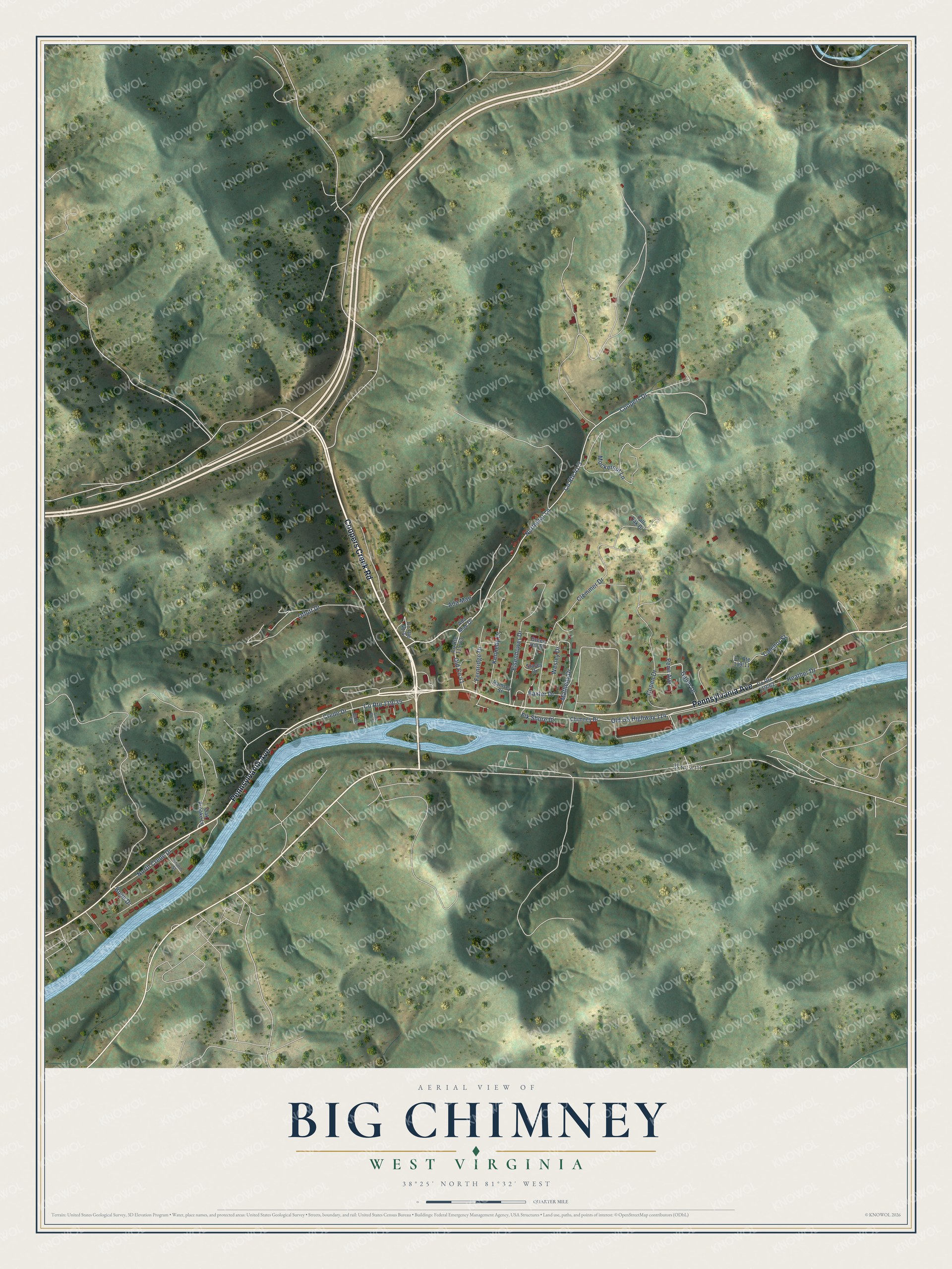 Watermarked full-map preview of Big Chimney, West Virginia