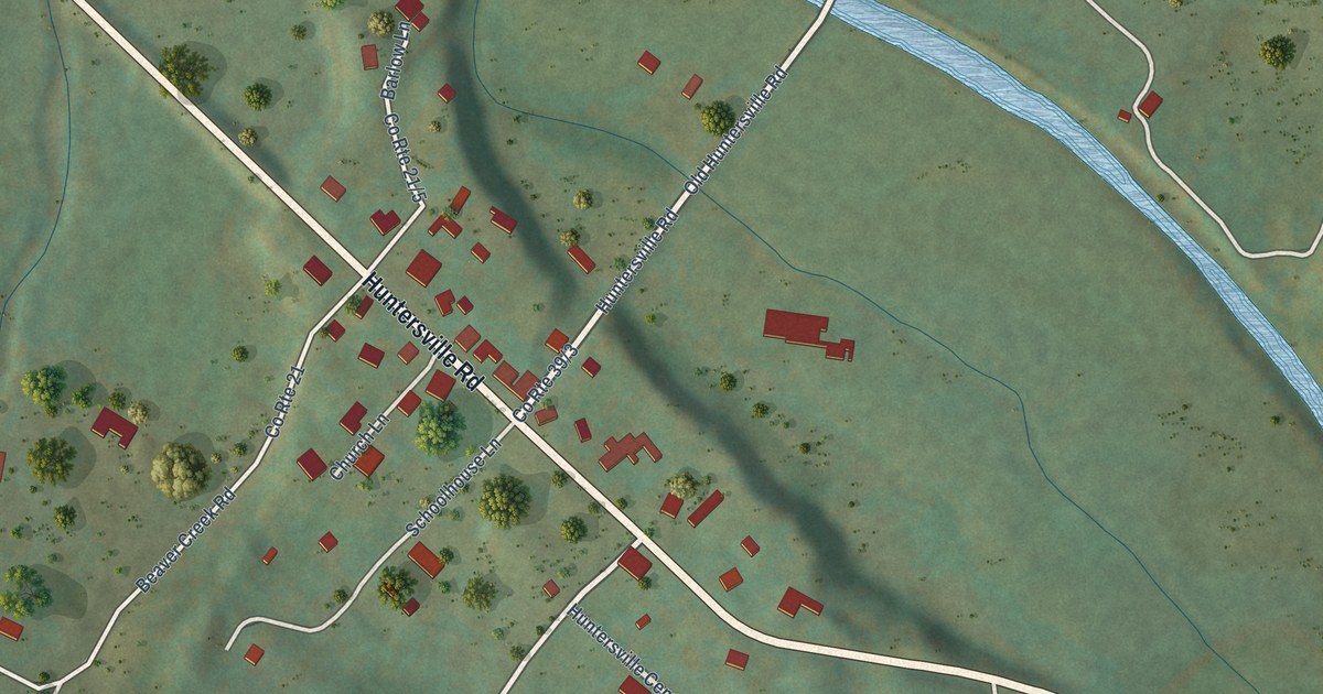 Map of Huntersville, West Virginia in 2026