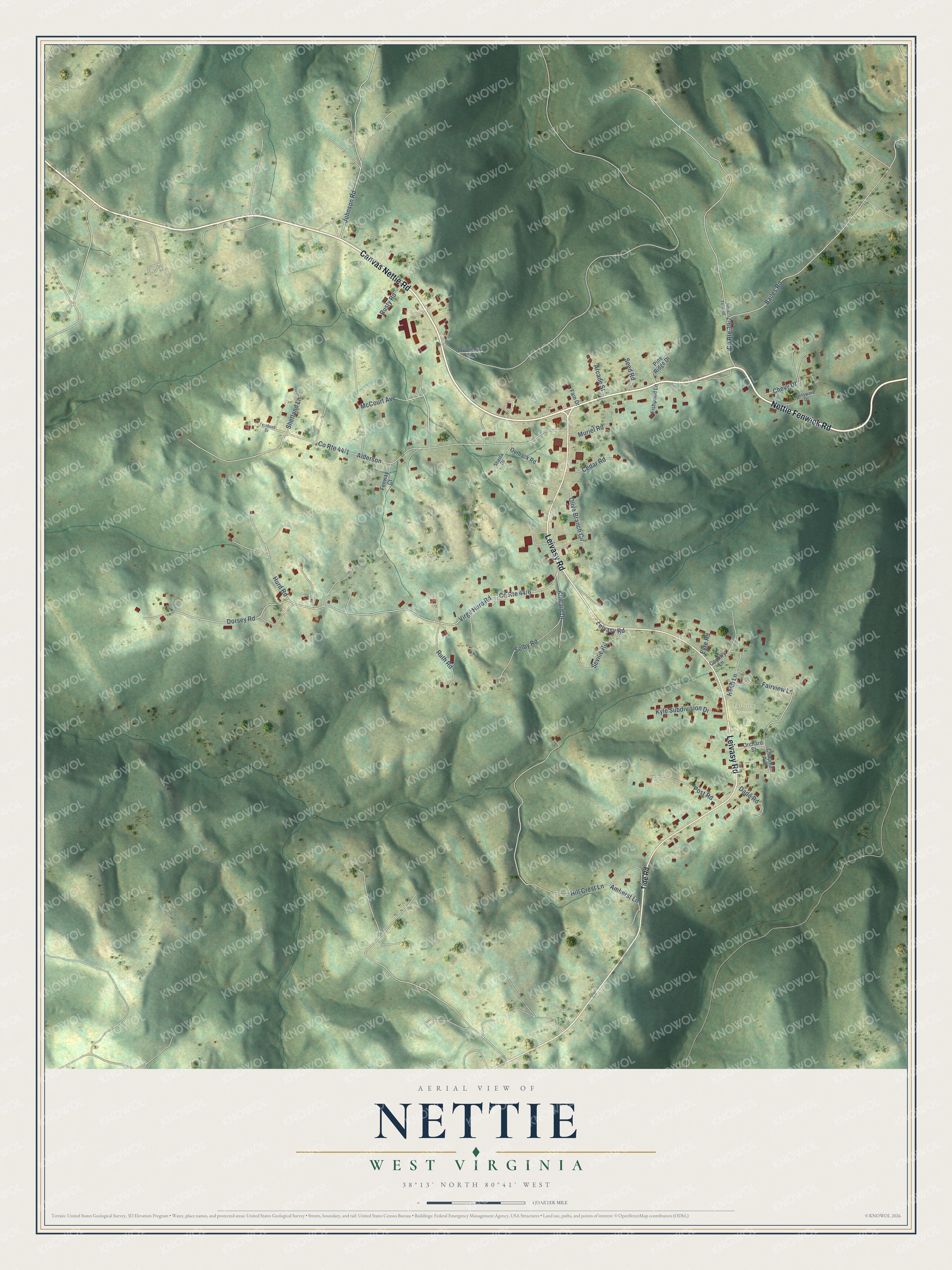 Watermarked full-map preview of Nettie, West Virginia