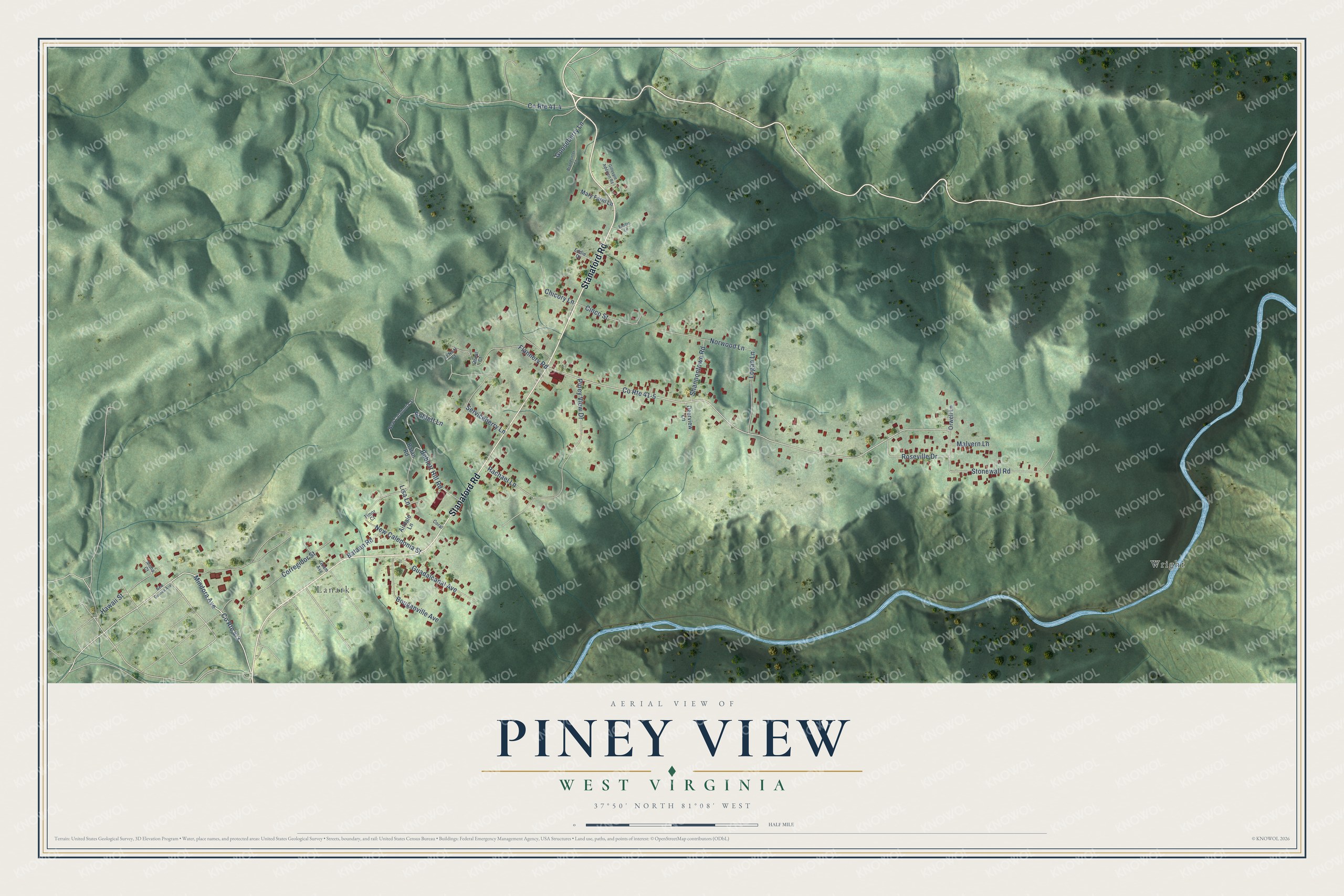 Watermarked full-map preview of Piney View, West Virginia