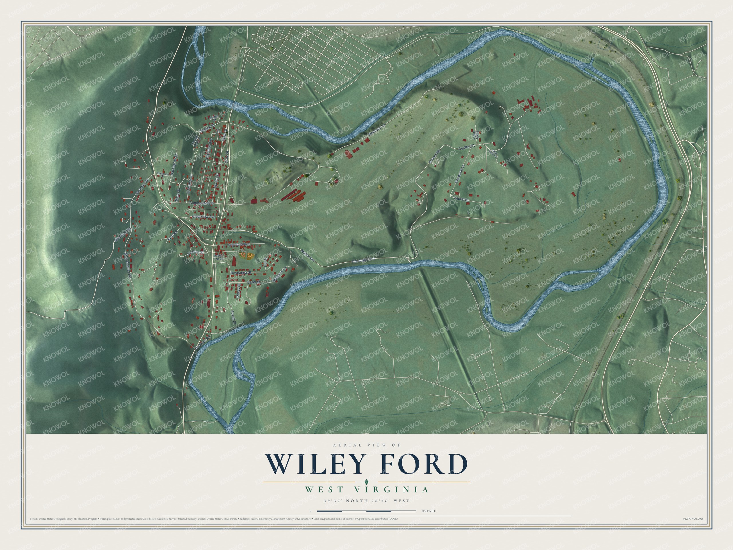 Watermarked full-map preview of Wiley Ford, West Virginia