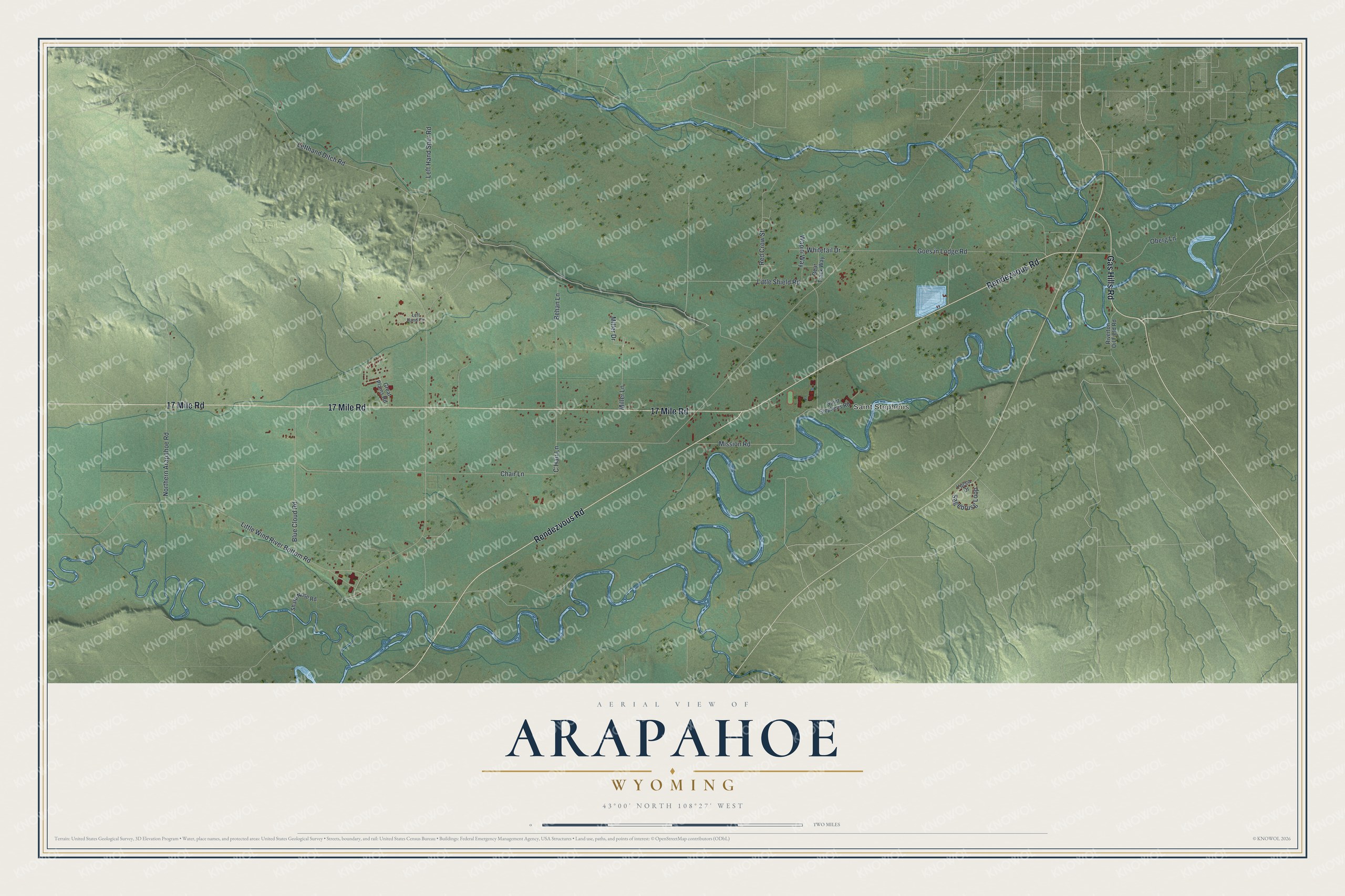 Watermarked full-map preview of Arapahoe, Wyoming