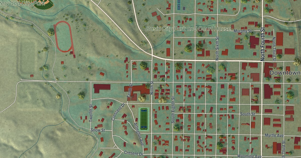 Map of Basin, Wyoming in 2026