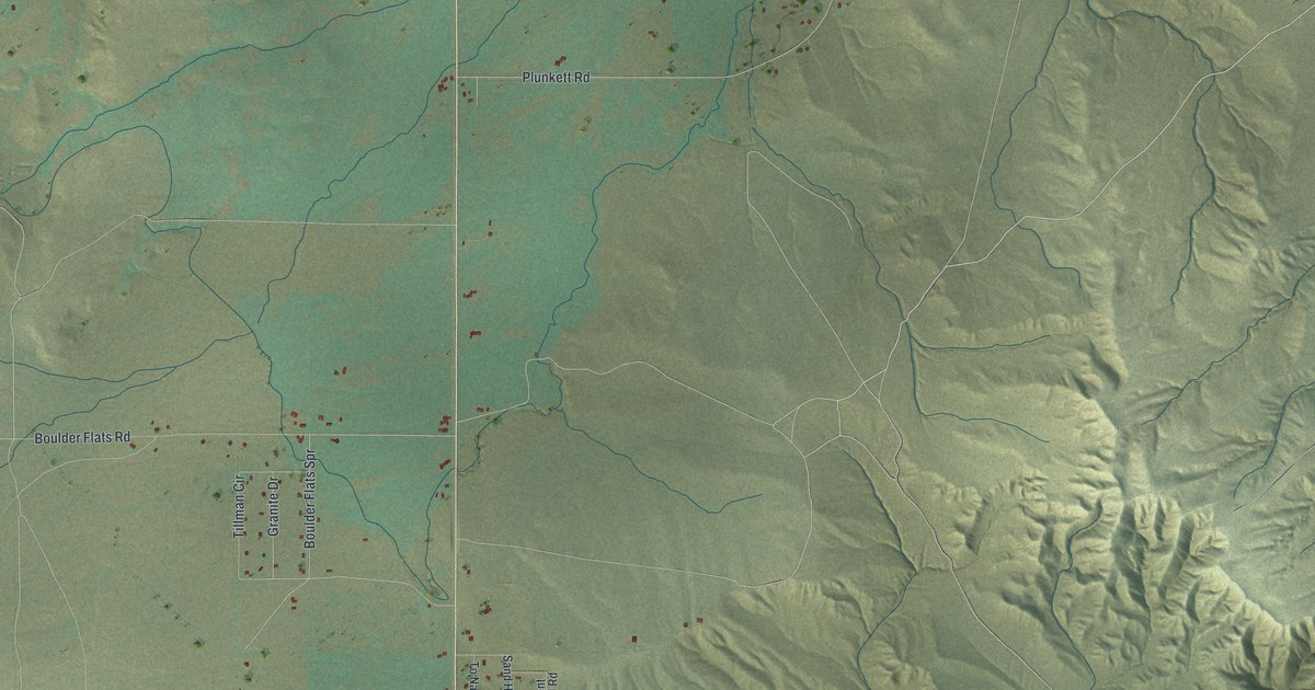 Map of Boulder Flats, Wyoming in 2026
