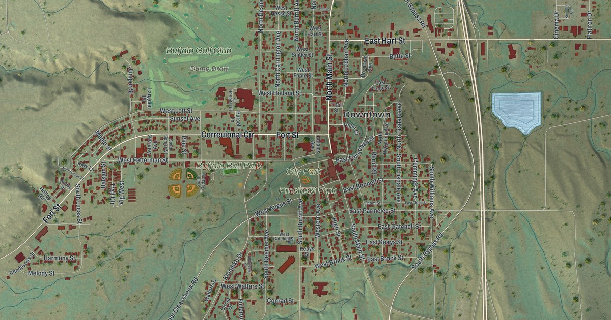 Map of Buffalo, Wyoming in 2026