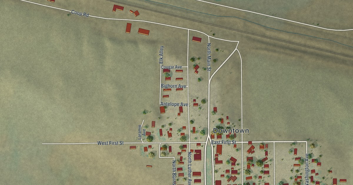 Map of Burns, Wyoming in 2026