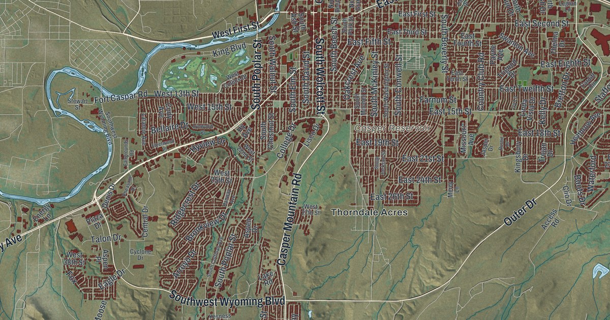 Map of Casper, Wyoming in 2026