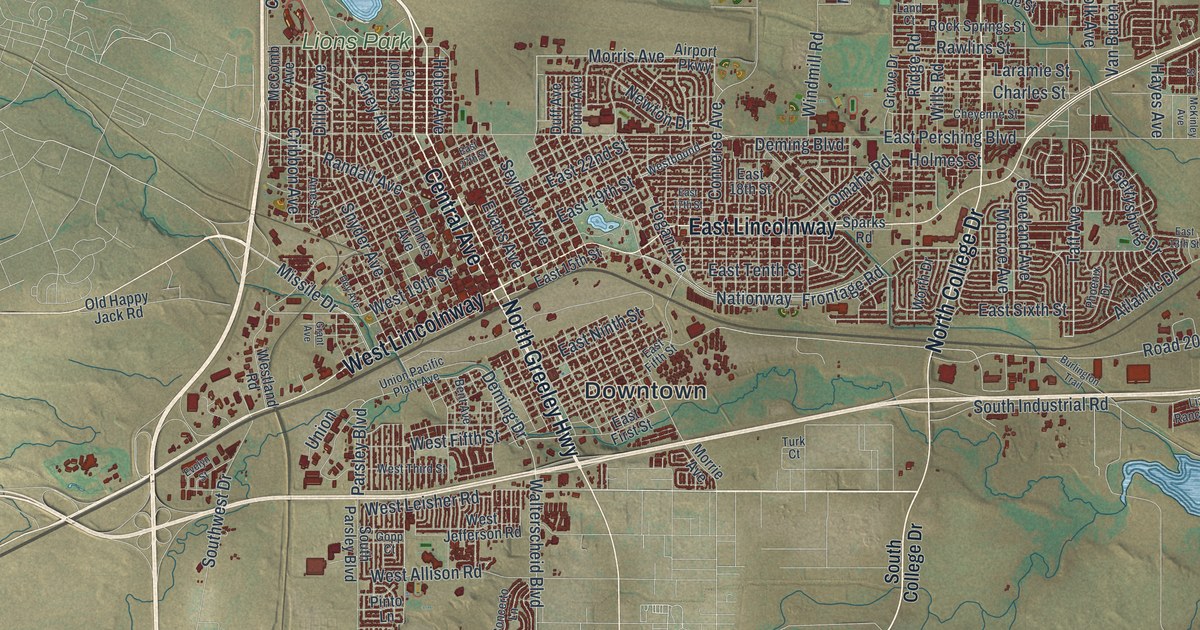 Map of Cheyenne, Wyoming in 2026