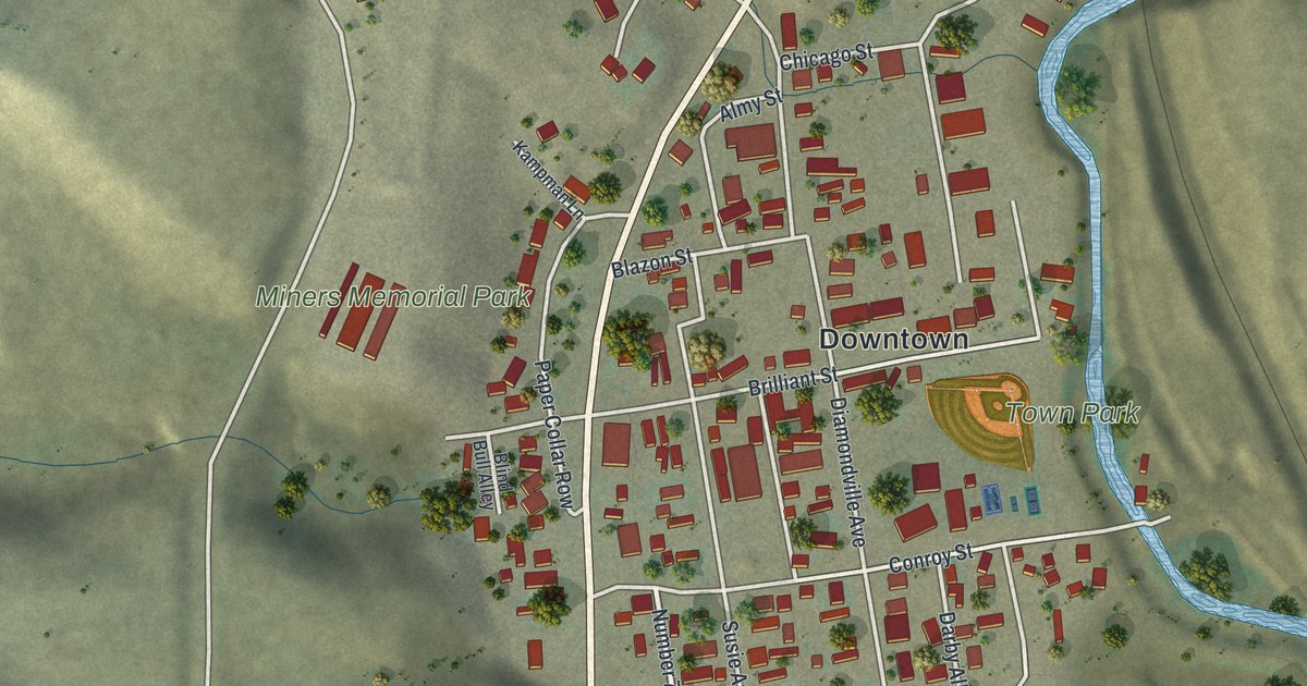 Map of Diamondville, Wyoming in 2026