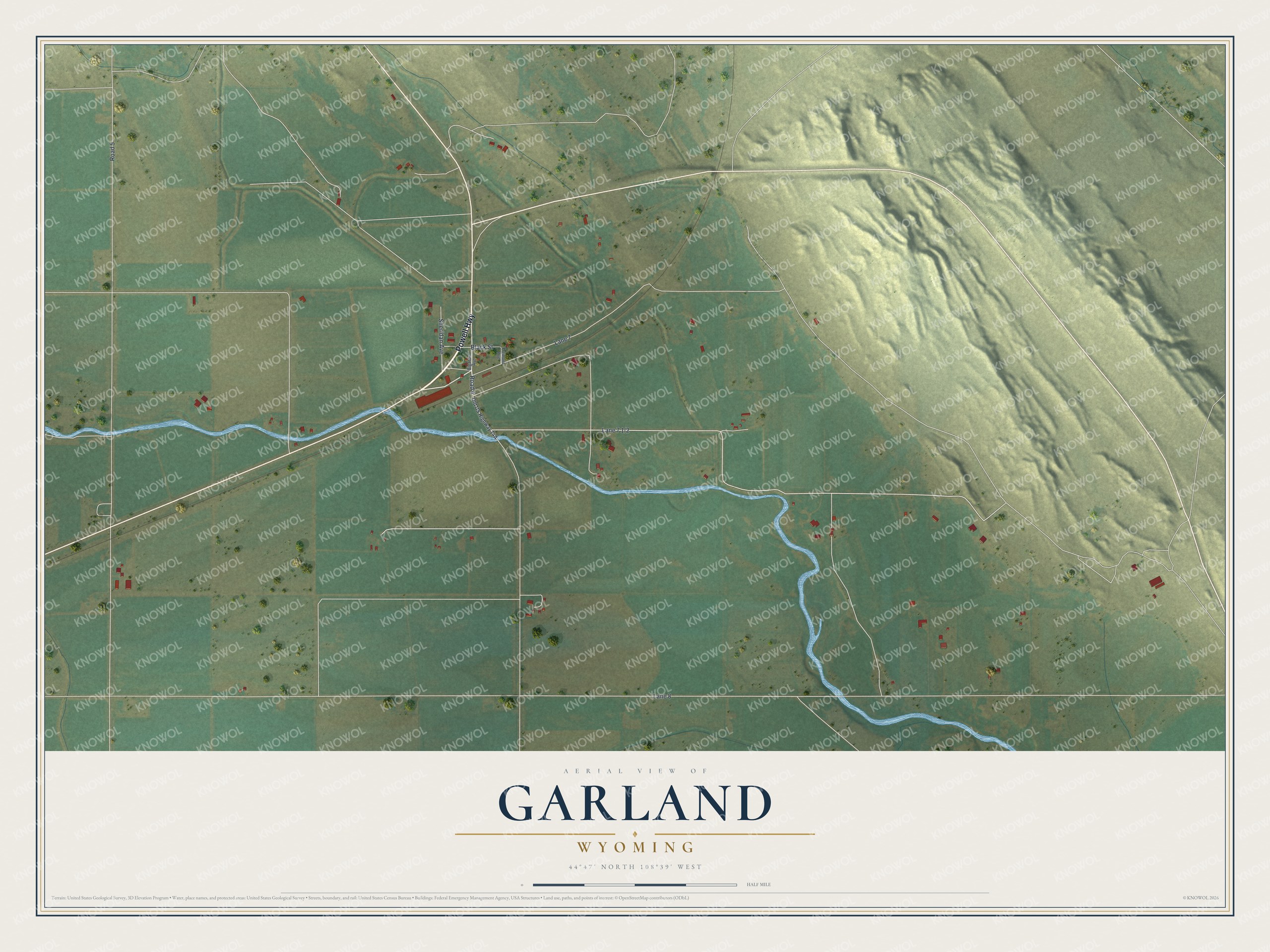 Watermarked full-map preview of Garland, Wyoming