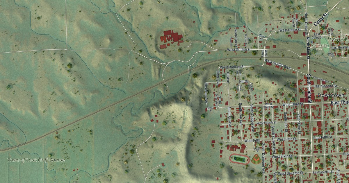 Map of Lusk, Wyoming in 2026