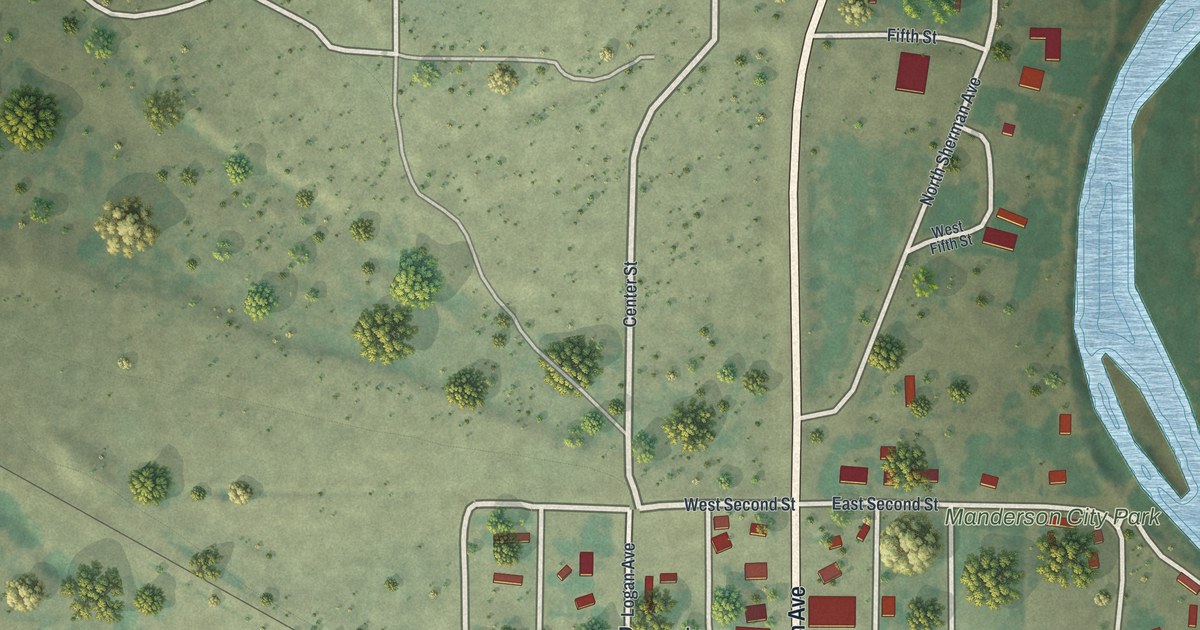 Map of Manderson, Wyoming in 2026
