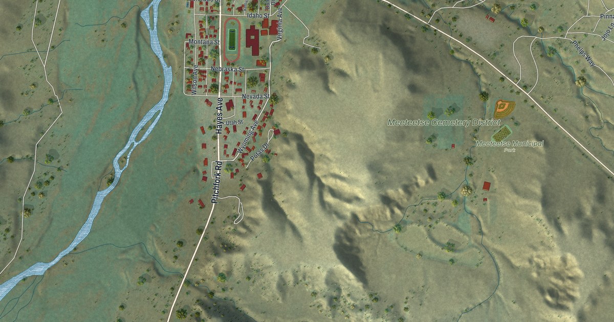 Map of Meeteetse, Wyoming in 2026