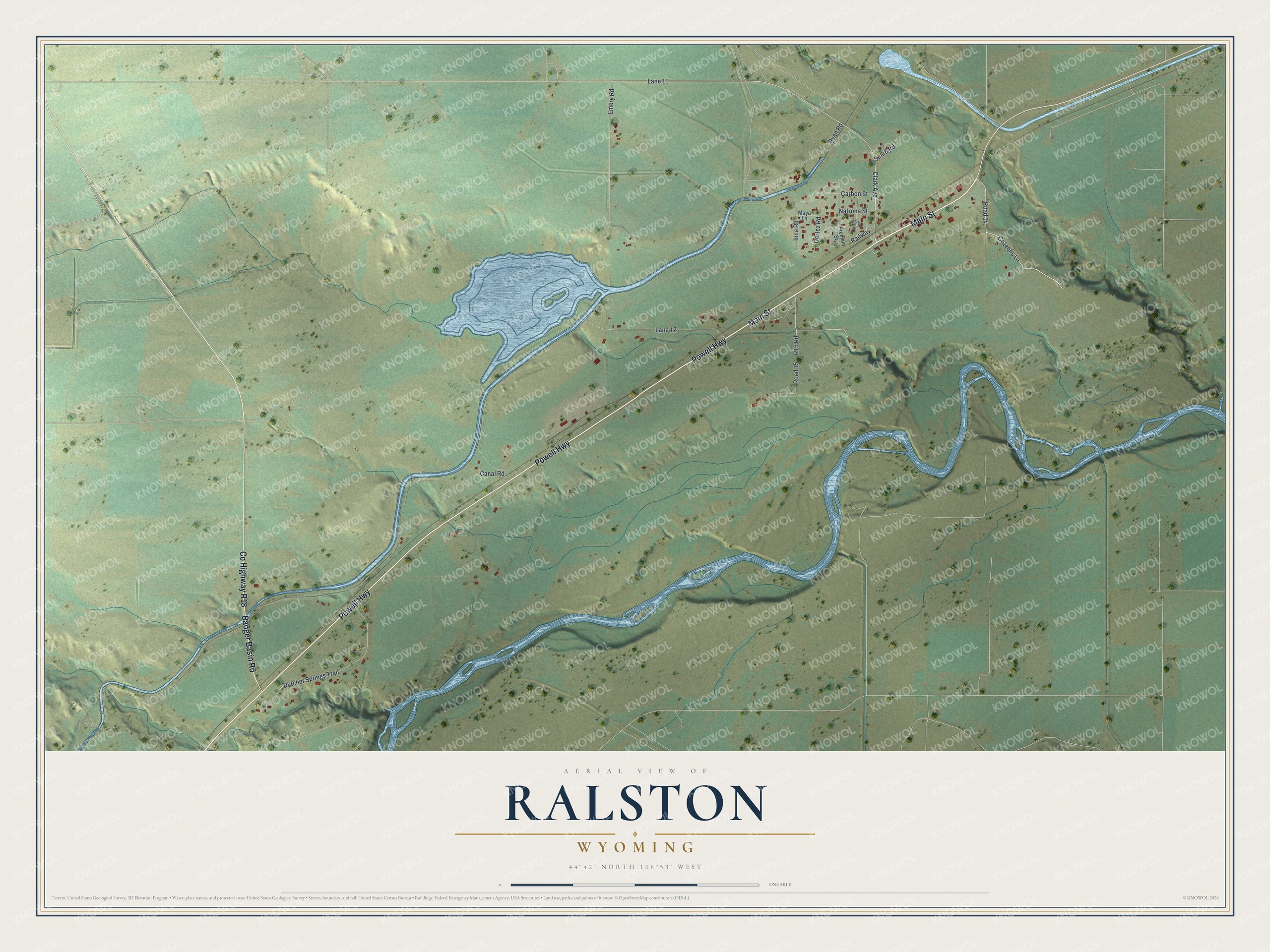 Watermarked full-map preview of Ralston, Wyoming
