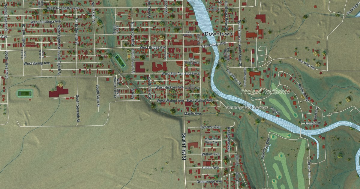 Map of Saratoga, Wyoming in 2026
