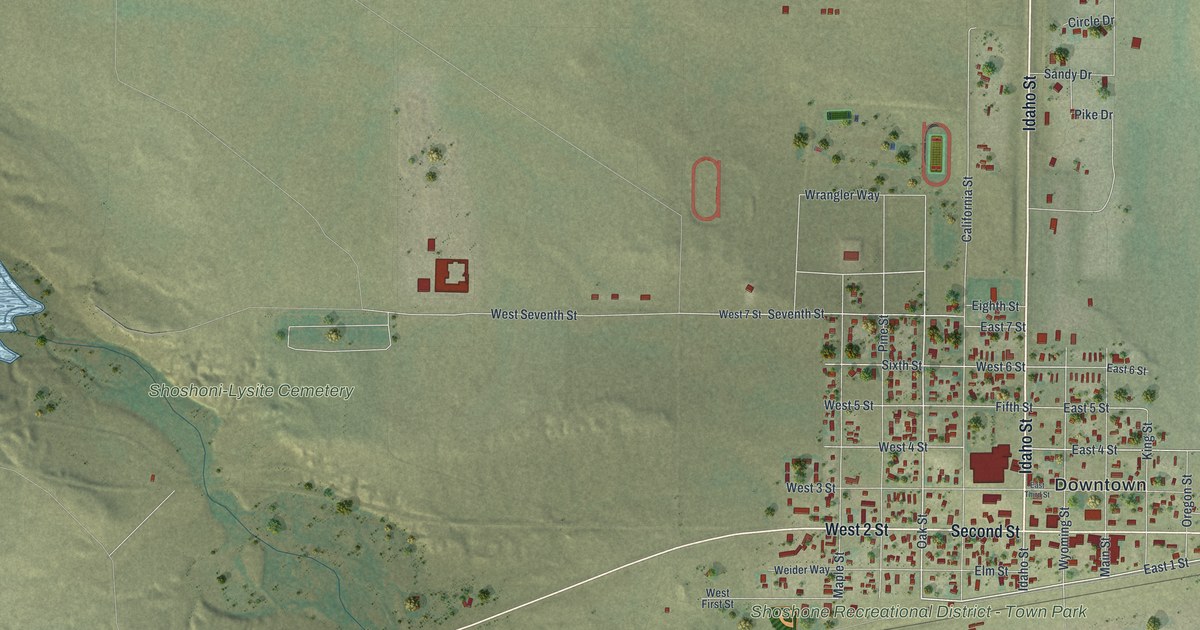 Map of Shoshoni, Wyoming in 2026