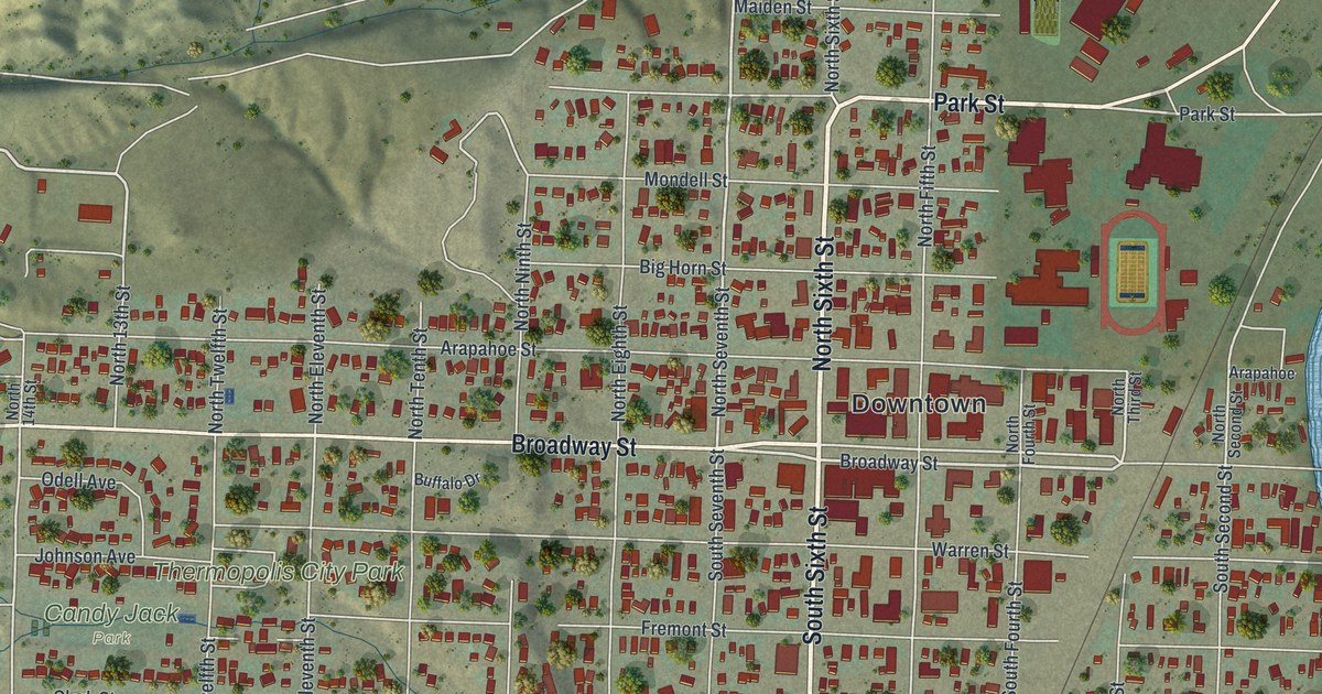 Map of Thermopolis, Wyoming in 2026