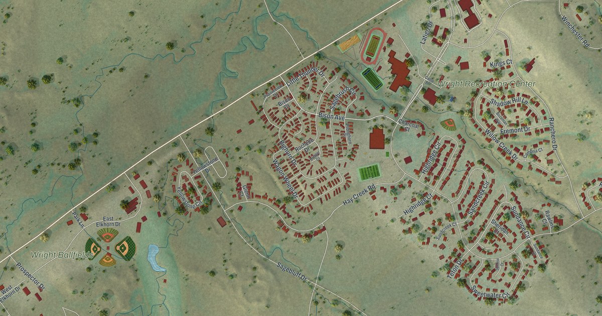Map of Wright, Wyoming in 2026